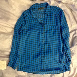 Noir Medium Blue/Black Windowpane Blouse in Medium